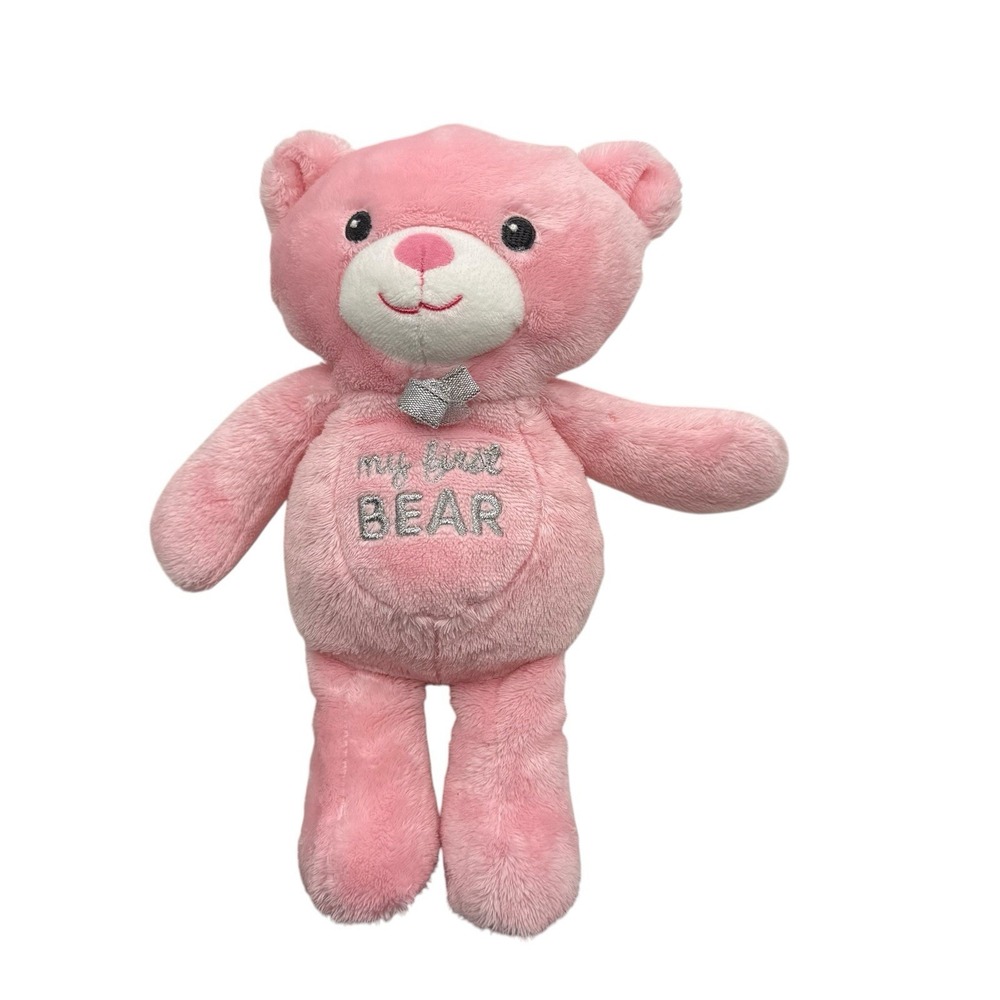 Garanimals My First Bear‎ Pink Rattle Teddy Silver Bow 10" Baby Lovey